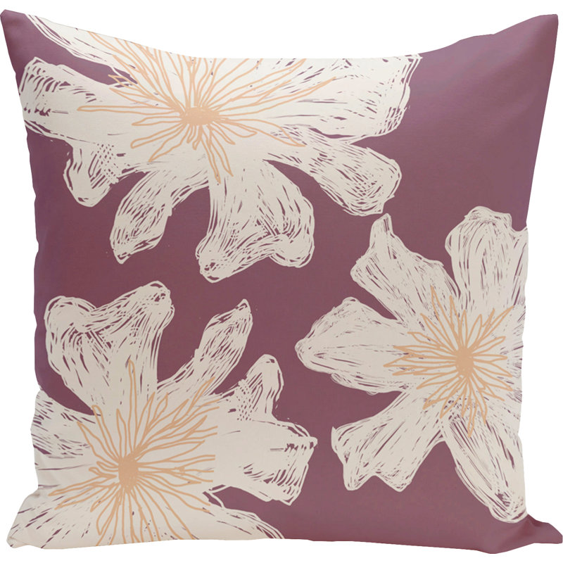 Coussin réversible, H 20 po x l 20 po, Prune / pêche, Carré