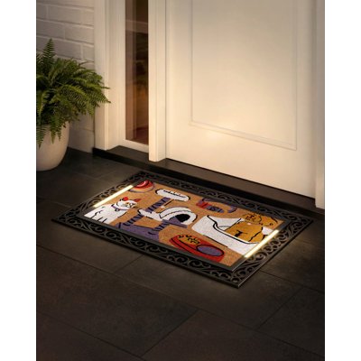 Baytown LED Lights, Front Door Mat - Pressure-Activated Welcome Mat, All-Weather, Outdoor Doormat 18x30 Coir Insert, Wireless 3AA, Auto Shut-Off, 38x26.5in