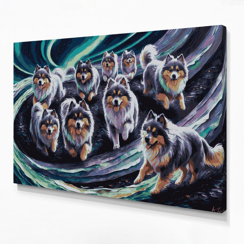 «Dogs Keeshond», art mural sur toile gris, H 11 po x l 14 po