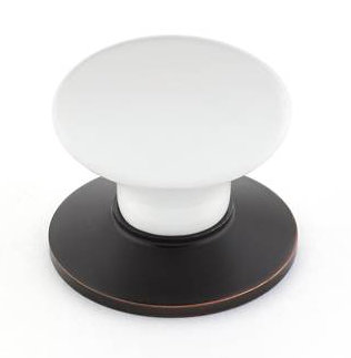 Mushroom Knob, 1.75" H x 1.5" W x 1.75" D, Ice White/Oil Rubbed Bronze