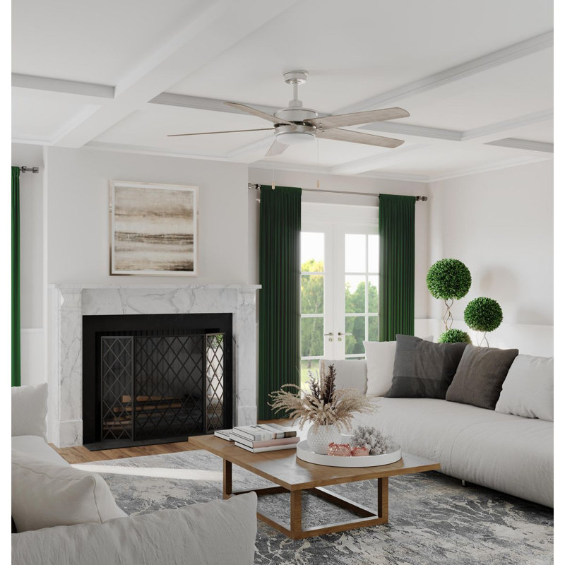 Whirl 60'' Ceiling Fan with LED Lights, Antique Nickel with Driftwood Blades