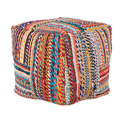 Atanase 40cm Wide Square Striped Pouffe Ottoman