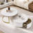 Modern Round Nesting Coffee Table Fluted With Drawer In White & Gold In 27.6"-124923120
