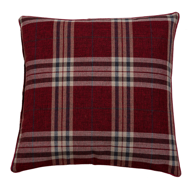 Colleyville Plaid Square Throw Cushion, Wine, 43 x 43cm