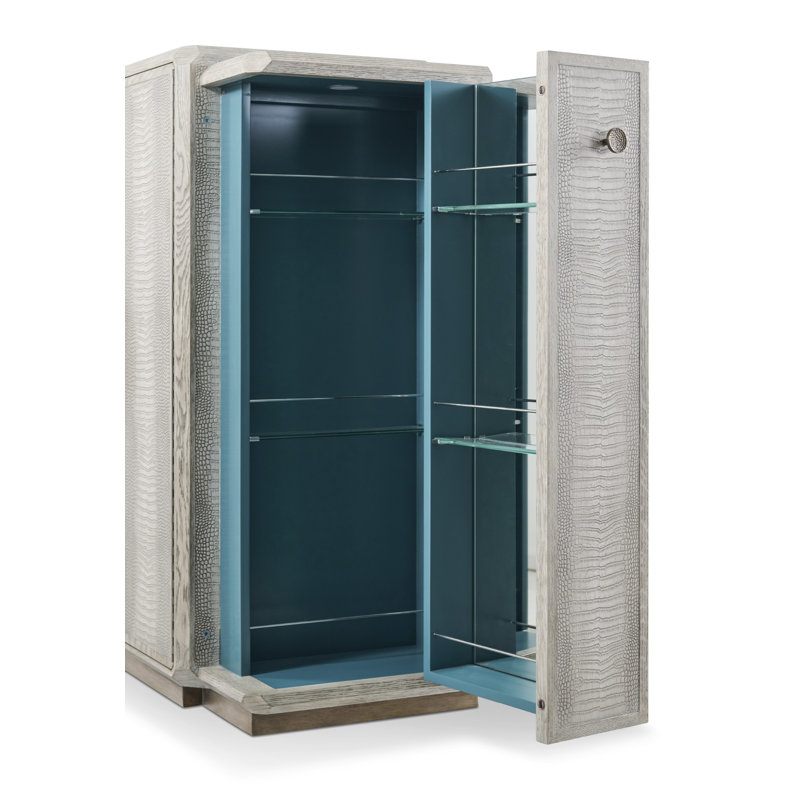 Spencer ST. James Solid Wood Bar Cabinet, Argento