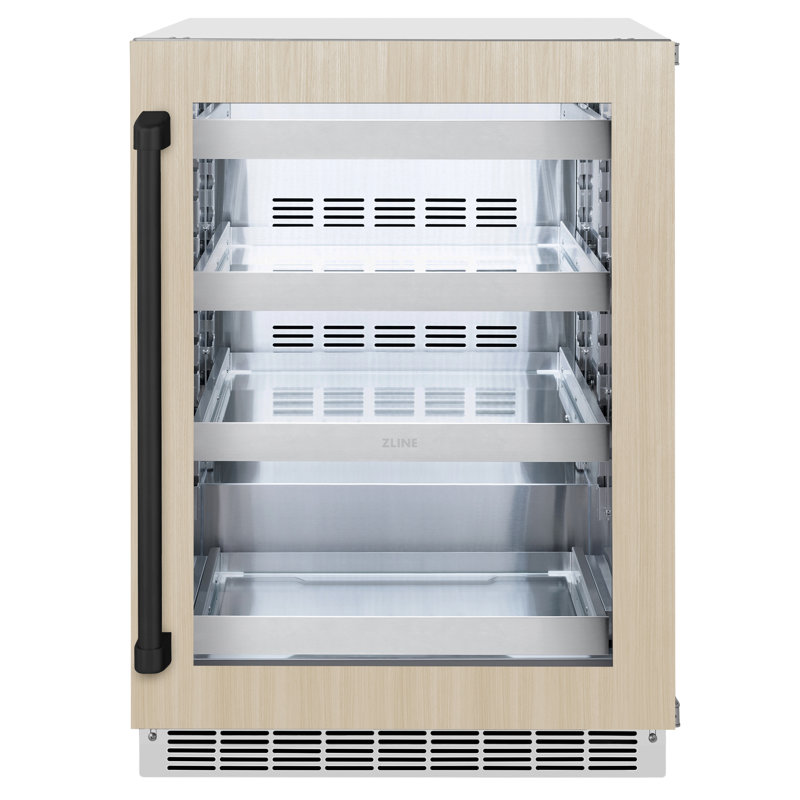 ZLINE Autograph Edition 24 in. Touchstone 151 Can Beverage Fridge with Panel Ready Glass Door, Black