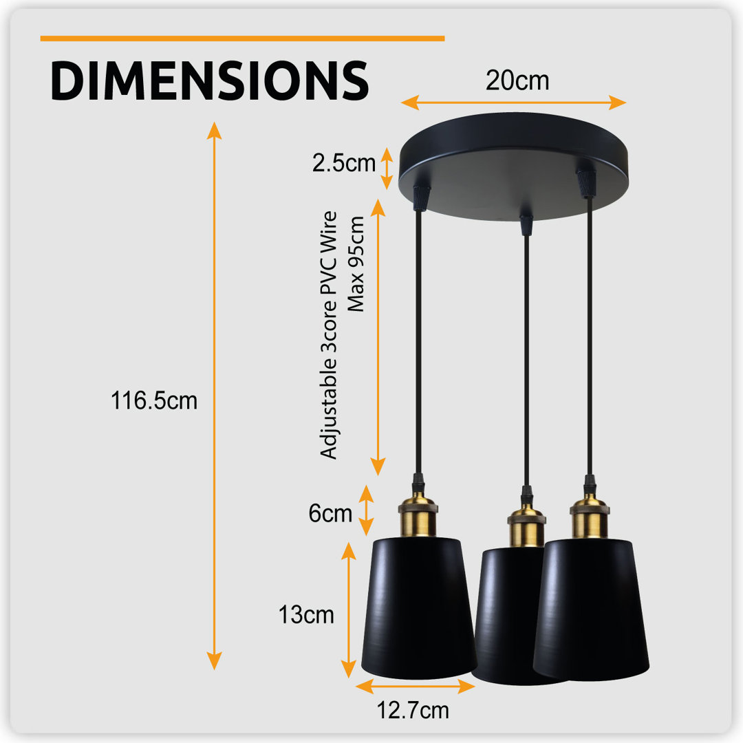 3 - Light Black Cluster Pendant