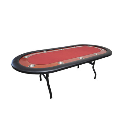 BBO Poker Ultimate Mahogany Folding Poker Table for 10 Players with Felt Playing Surface -  2BBO-ULT-RED-VLVT