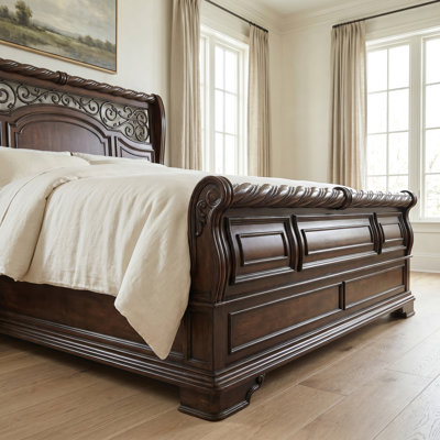  Ensemble de chambre à coucher avec lit-bateau, commode et miroir Ashyla