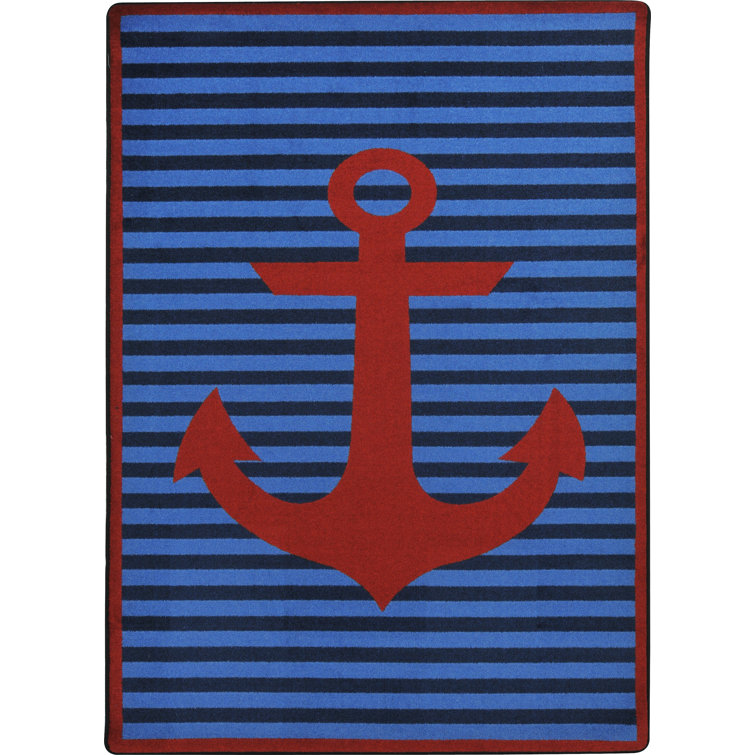 Safe Mooring Striped Red Area Rug
