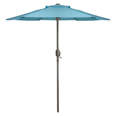 6.5' Outdoor Patio Market Umbrella with Hand Crank - Turquoise Blue