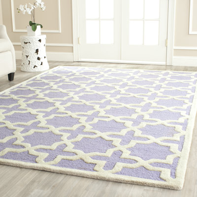 Igna Geometric Hand-Tufted Wool Lavender/Ivory Area Rug