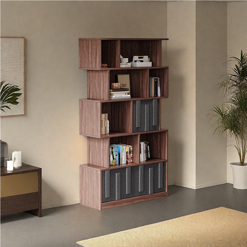 Majed, Brown, (4 Shelves) 70.87"H x 31.5"W x 13.78"D