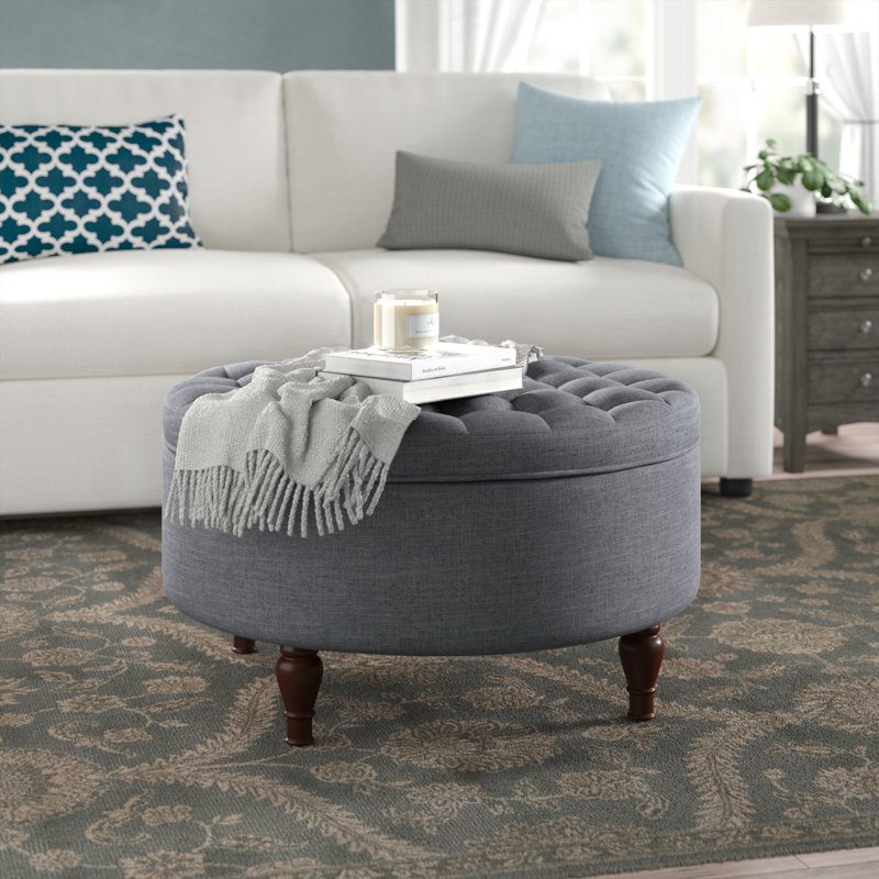 Ahan Upholstered Ottoman, Gray
