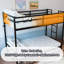 Lits superposés métalliques gain de place avec échelle et barrière de sécurité, deux lits simples superposés, style moderne-1022999694