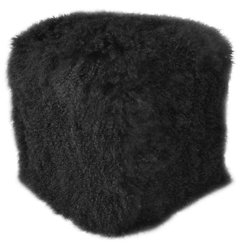 Tibetan Square Pouf, Black 