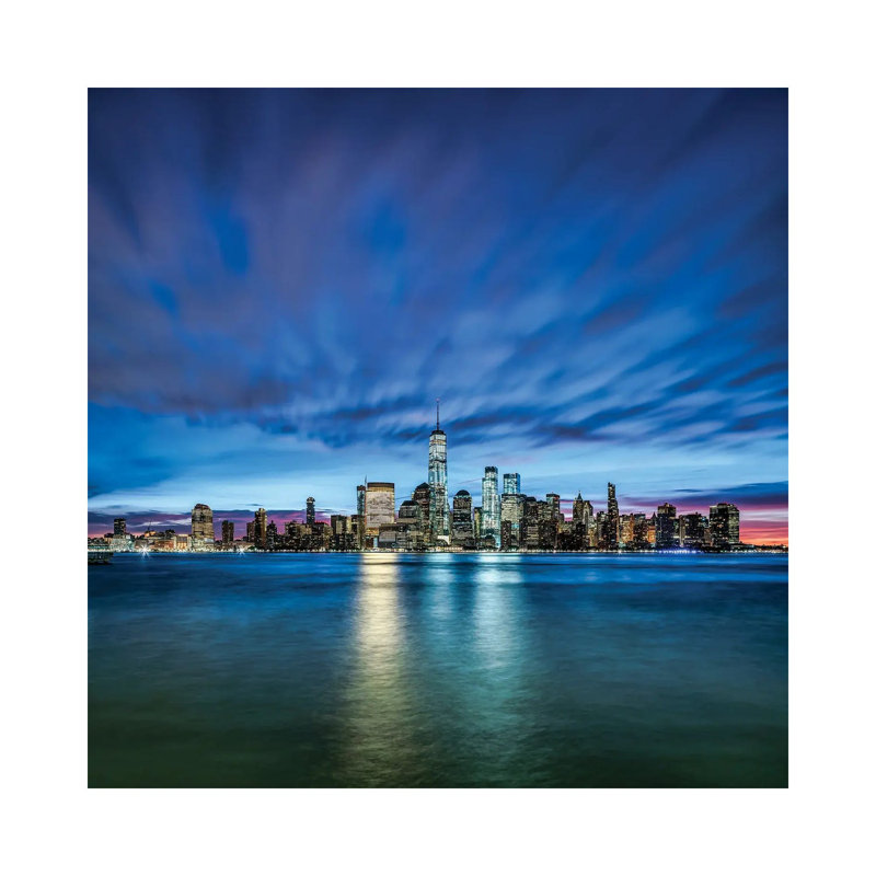 Manhattan Skyline At Night Seen From New Jersey by Jan Becke - Wrapped Canvas Print, 66.04 cm H x 66.04 cm W x 3.175 cm D