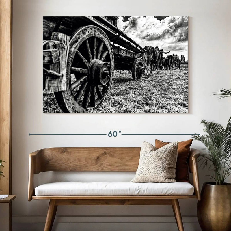 Mehar Bullocks Pulling A Wagon, 34" H x 51" W