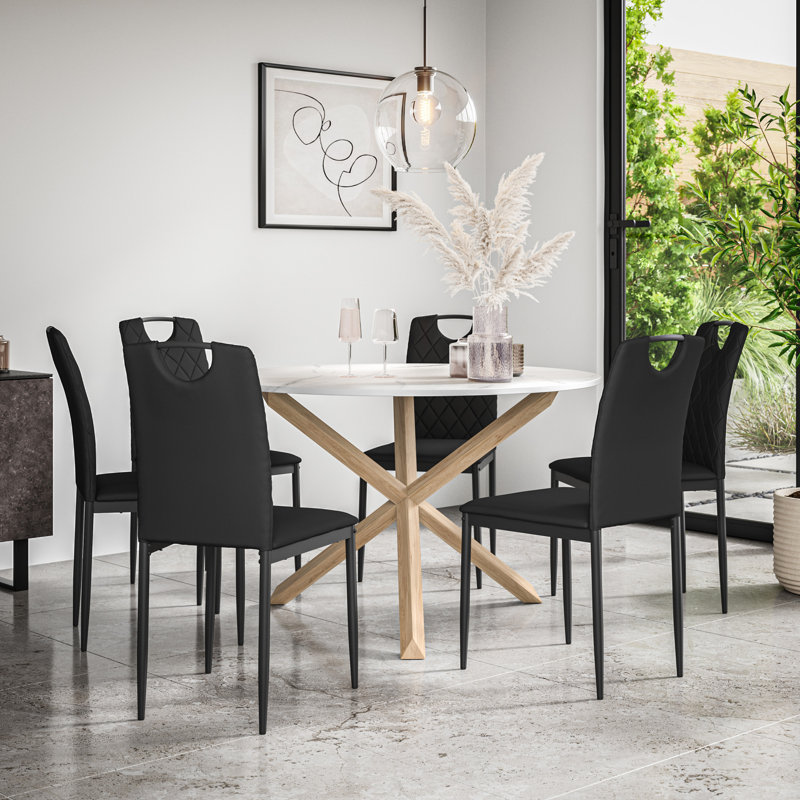 Daraich 6 - Person Dining Set, Oak/Black