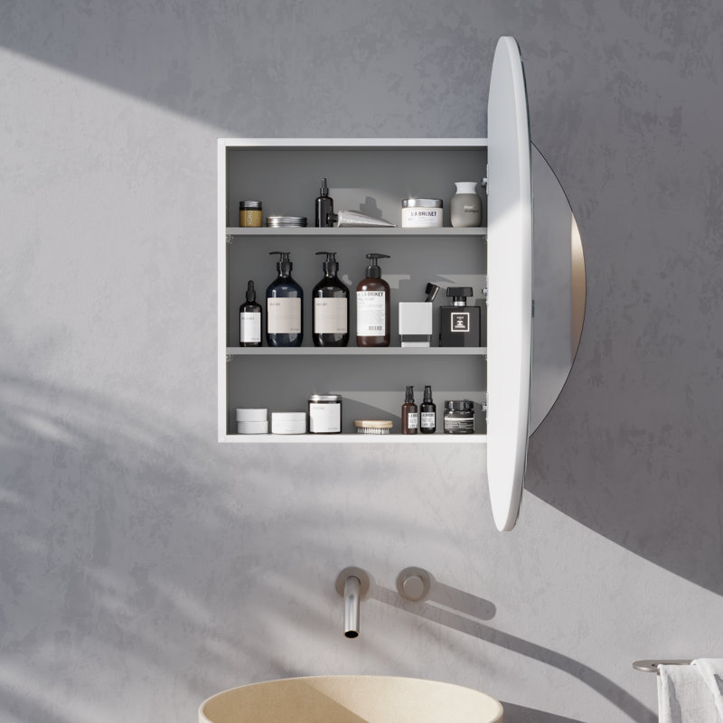 Recessed Frameless Single Door Medicine Cabinet with Adjustable Shelves, 36" H x 36" W x 4.75" D