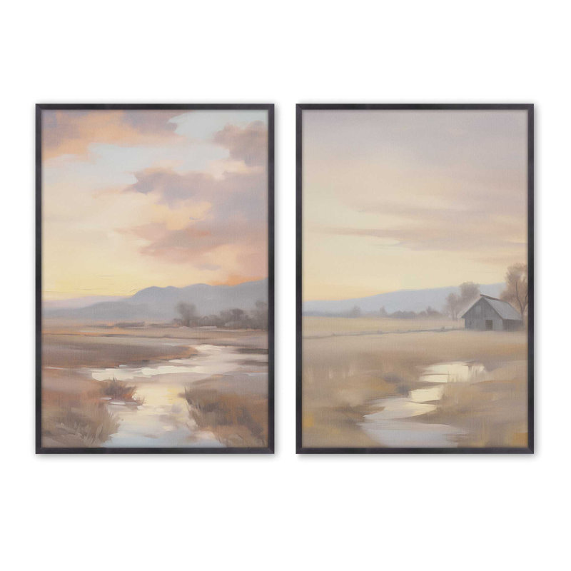 «Serene Sunset Over Fields», Zinc patiné, H 15,25 po x l 12,25 po