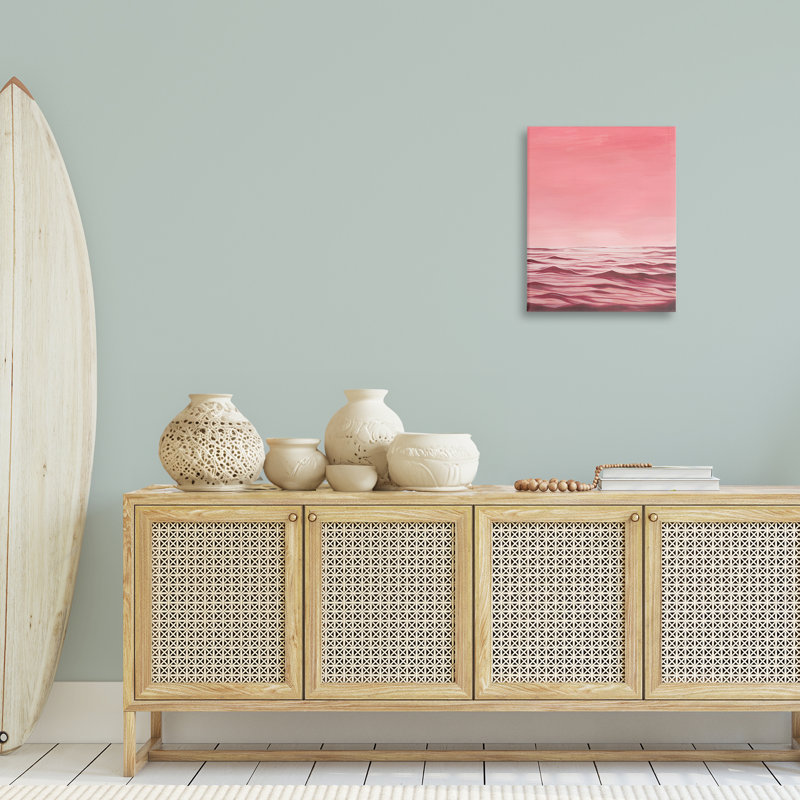 «Pink Sea Waves», art mural sur toile par Grace Popp, H 20 po x l 16 po