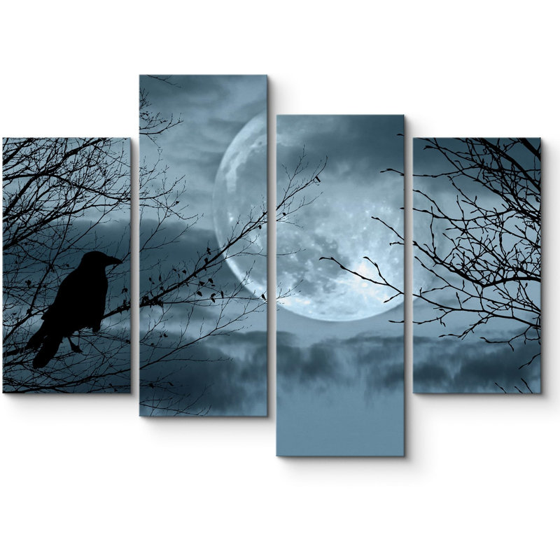 Pleine lune fond d'Halloween très grand 4 pièces