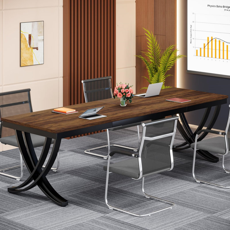 Conference Table with Strong Metal Frame Brown