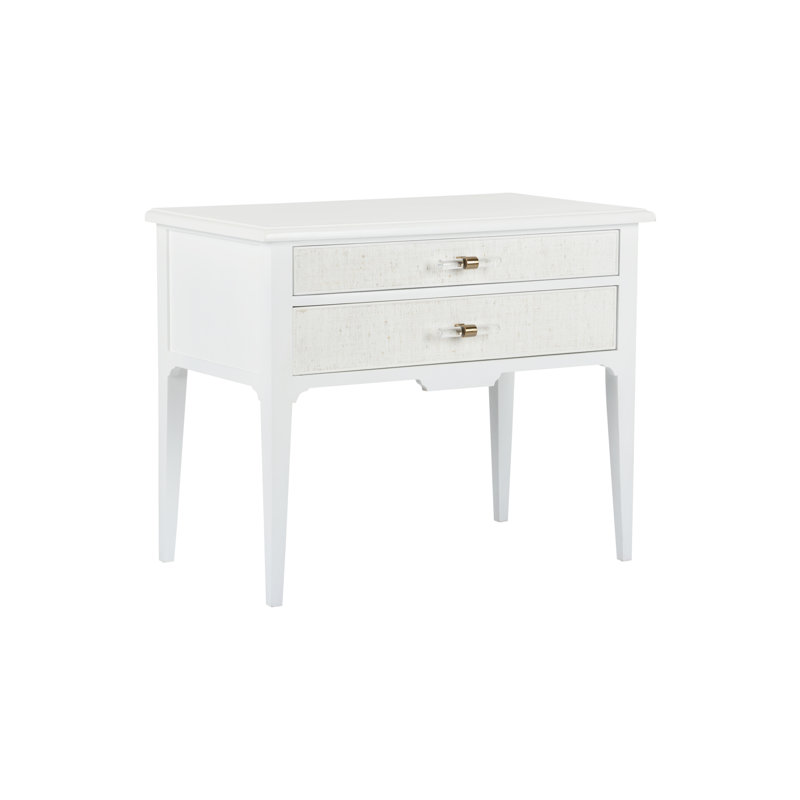 Table de chevet en bois massif à 2 tiroirs Georgian, Blanc