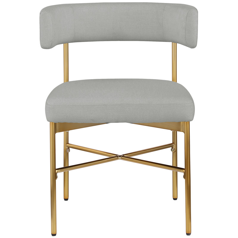 Klaidi Linen Textured Fabric Dining Chair, Grey Linen Textured Fabric, Matte Black