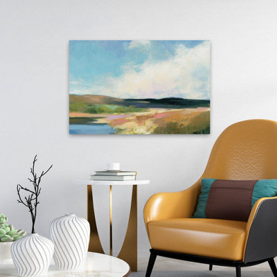 Dawn By The Water Crop Contemporary Blue Landscape Blush Cloud