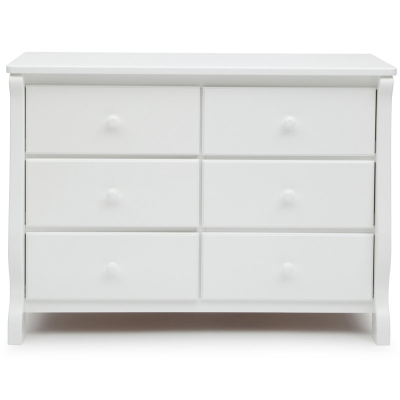 White Double Nursery Dresser with Interlocking Drawers