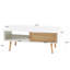 Table basse 41,3 "rectangulaire en bois d'ingénierie avec porte coulissante en rotin, blanc / chêne-2064647891