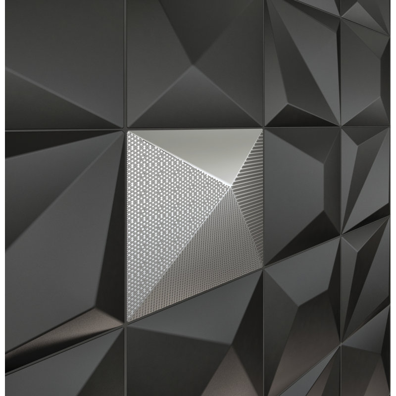 14.7 x 14.7 cm Beveled Porcelain Tile, Black