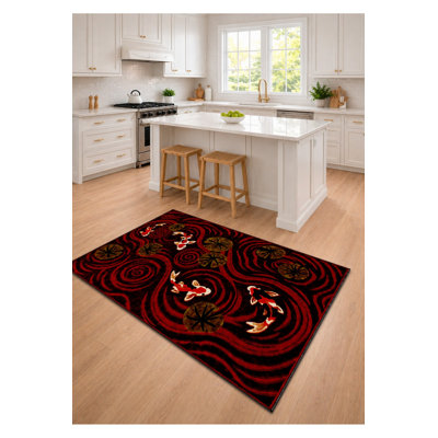 Tapis noir tissé lavable Mosso