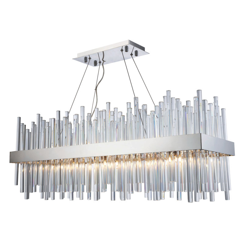 Dalton - Light Unique Drum Chandelier, Chrome, 14" H x 12" W x 36" D, 20 Lights