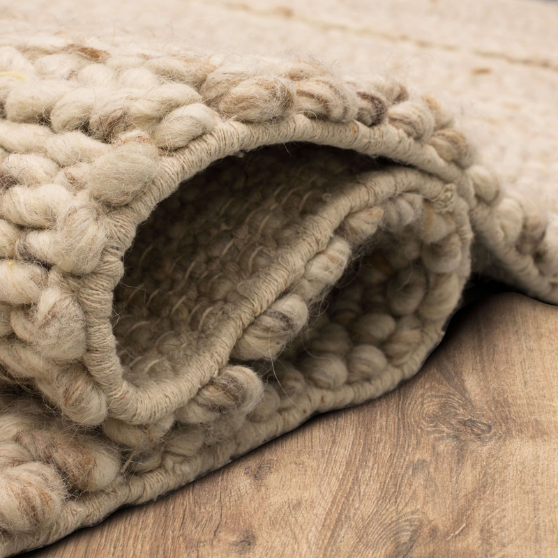 Tableau Wool/Viscose Beige Area Rug, Rectangle 5' x 8'