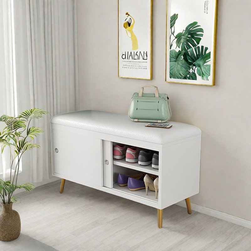 23.6'' Shoe Storage Bench, White