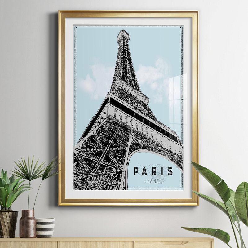 Mid Modern Paris - Cadre photo, impression sur papier, Cadre doré, H 30,5 po x l 42,5 po x P 1,5 po