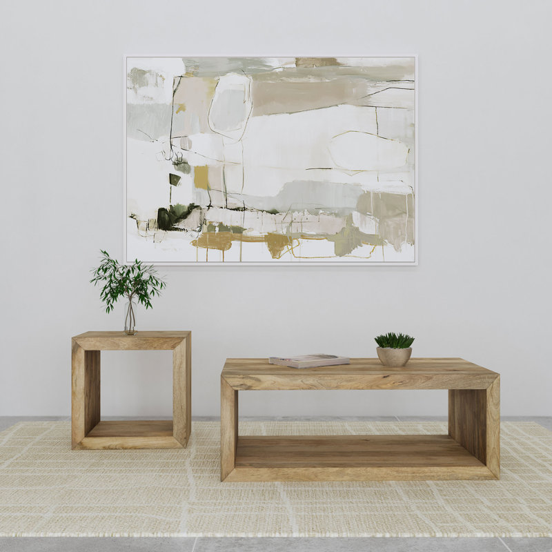 Marico 2-piece Solid Mango Coffee and End Table Set Natural, 2 Pieces: Coffee Table, End Table