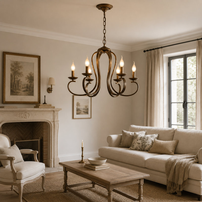 Kulpsville 6 - Light Candle Style Chandelier, Bronze