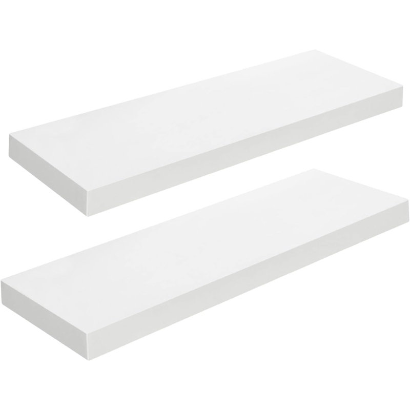 Floating Shelves, Wall Shelf Set Of 2, 23.6 Inch Hanging Shelf With Invisible Brackets, For Wall Decor In Bathroom, Bedroom, Toilet, Kitchen, Living Room, Office, White