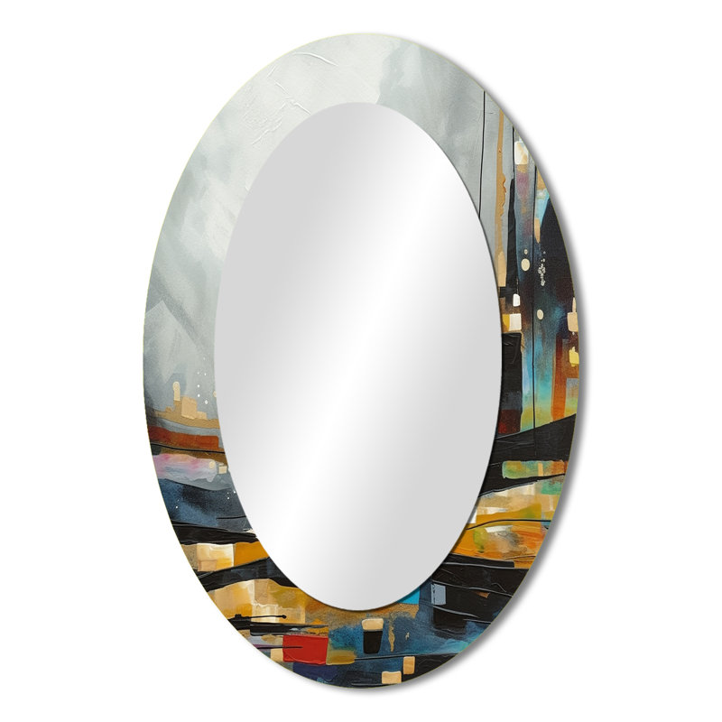 Au-delà de la nature I - Miroir mural moderne ovale, 36 po x 24 po