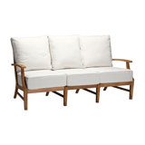 Croquet 75.75" Wide Outdoor Teak Patio Sofa with Cushions