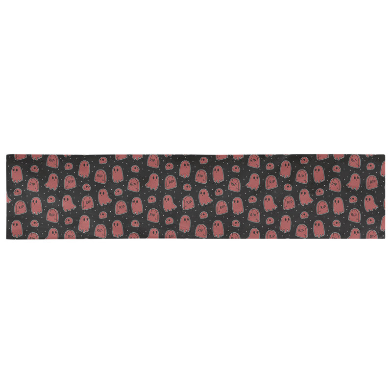 Chemin de table ghost Avicia, 73,5 po x 17,5 po, Polyester, Noir / Rouge