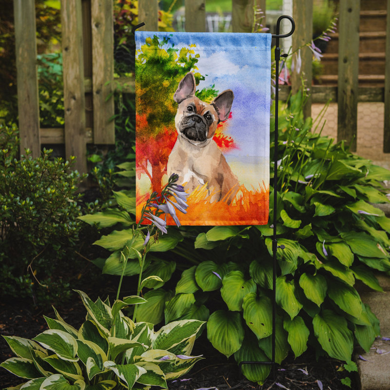 Bouledogue en polyester 15 x 11,5 po à 2 faces fauve de chute french drapeau de jardin