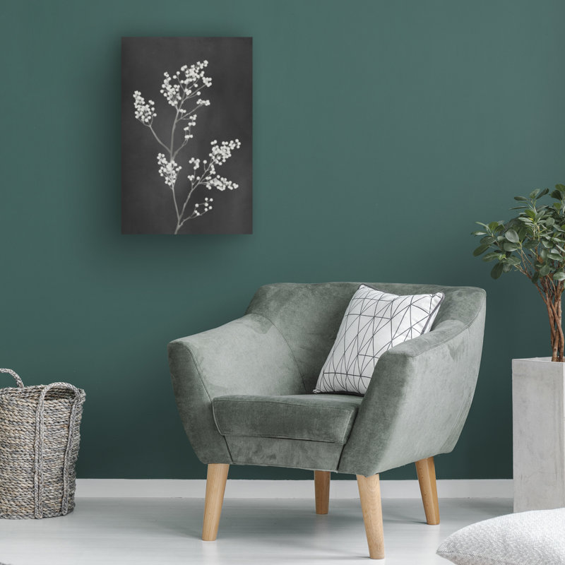 Art sur toile, noire Amini54, fleurs noires, H 12 po x l 19 po