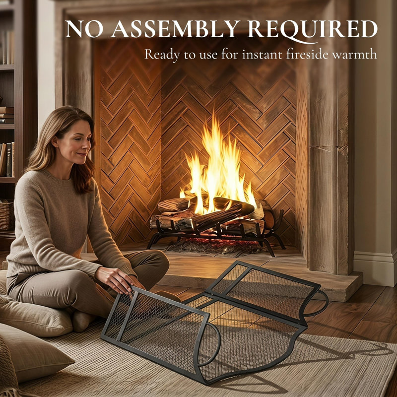 3-Panel Folding Fireplace Screen 122 x 1 x 74 cm