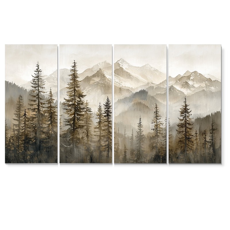«Timber and Peaks Mountain implicity in Winter III» - et décoration murale montagnes - Art mural traditionnel, 4