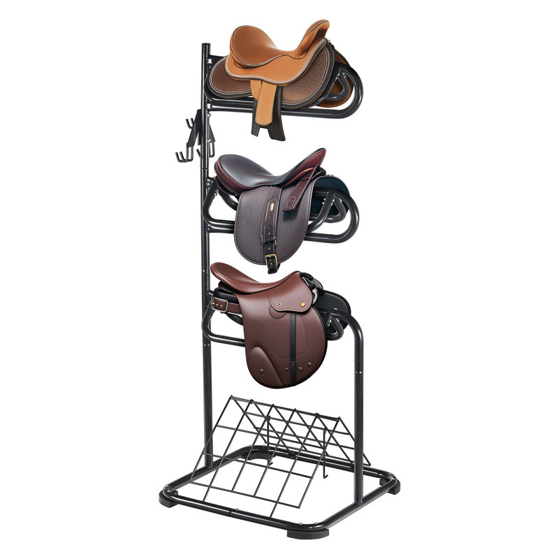 Support de selle autoportant, 30 x 30, support de selle à 3 niveaux, support de couverture de selle robuste avec niveaux amovibles et rotatifs, support de selle anglais et occidental pour l'organisation de l'espace de rangement